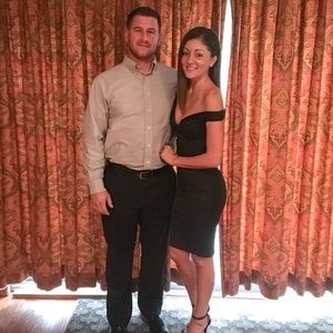 Boohoo black midi dress